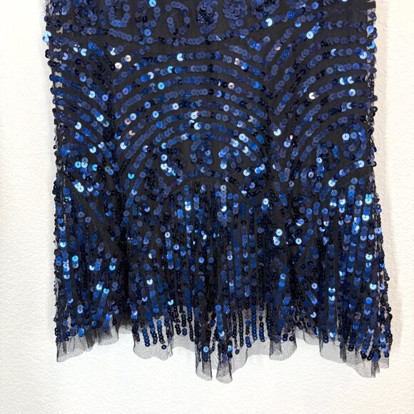 Free People Blue Sequin Cocktail Party Y2K V-Neck Dress Flirty Club Medium - Picture 7 of 16